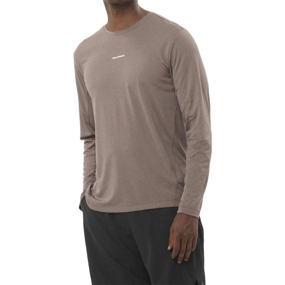 NEW SALOMON shakeout core long sleeve t-shirt in iron
